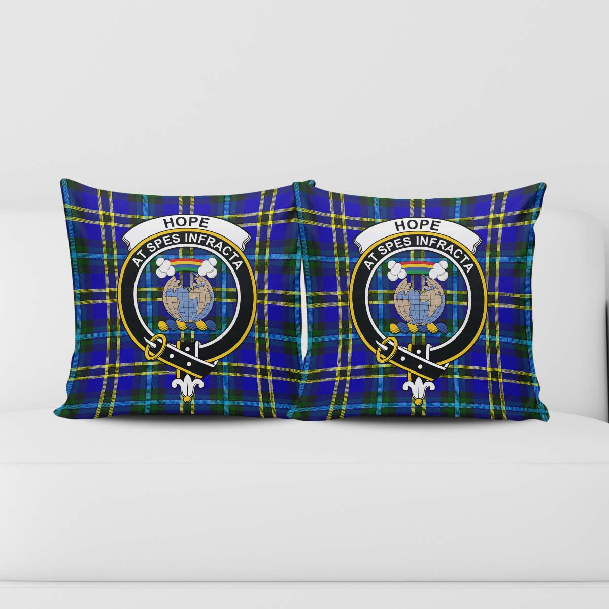 Hope Modern Tartan Pillow Cover with Family Crest - Tartanvibesclothing