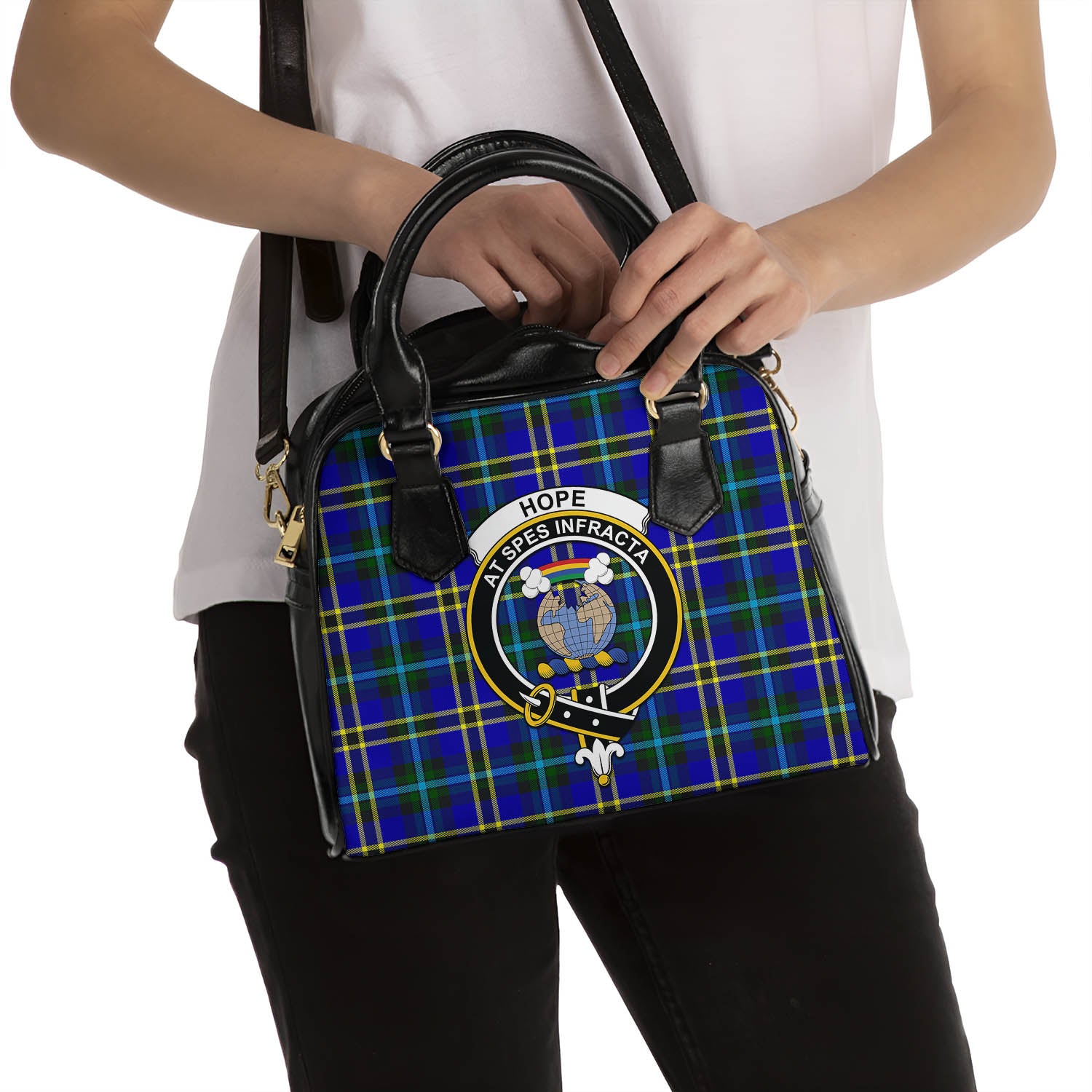 Hope Modern Tartan Shoulder Handbags with Family Crest - Tartanvibesclothing