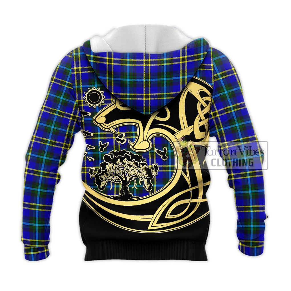 Hope Tartan Knitted Hoodie with Family Crest Celtic Wolf Style - Tartan Vibes Clothing