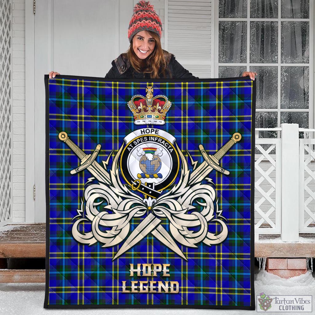 Tartan Vibes Clothing Hope Modern Tartan Quilt with Clan Crest and the Golden Sword of Courageous Legacy