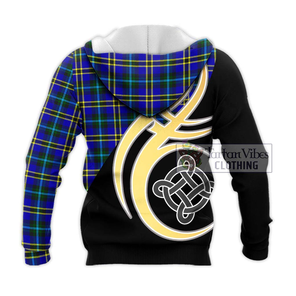 Hope Tartan Knitted Hoodie with Family Crest and Celtic Symbol Style - Tartan Vibes Clothing