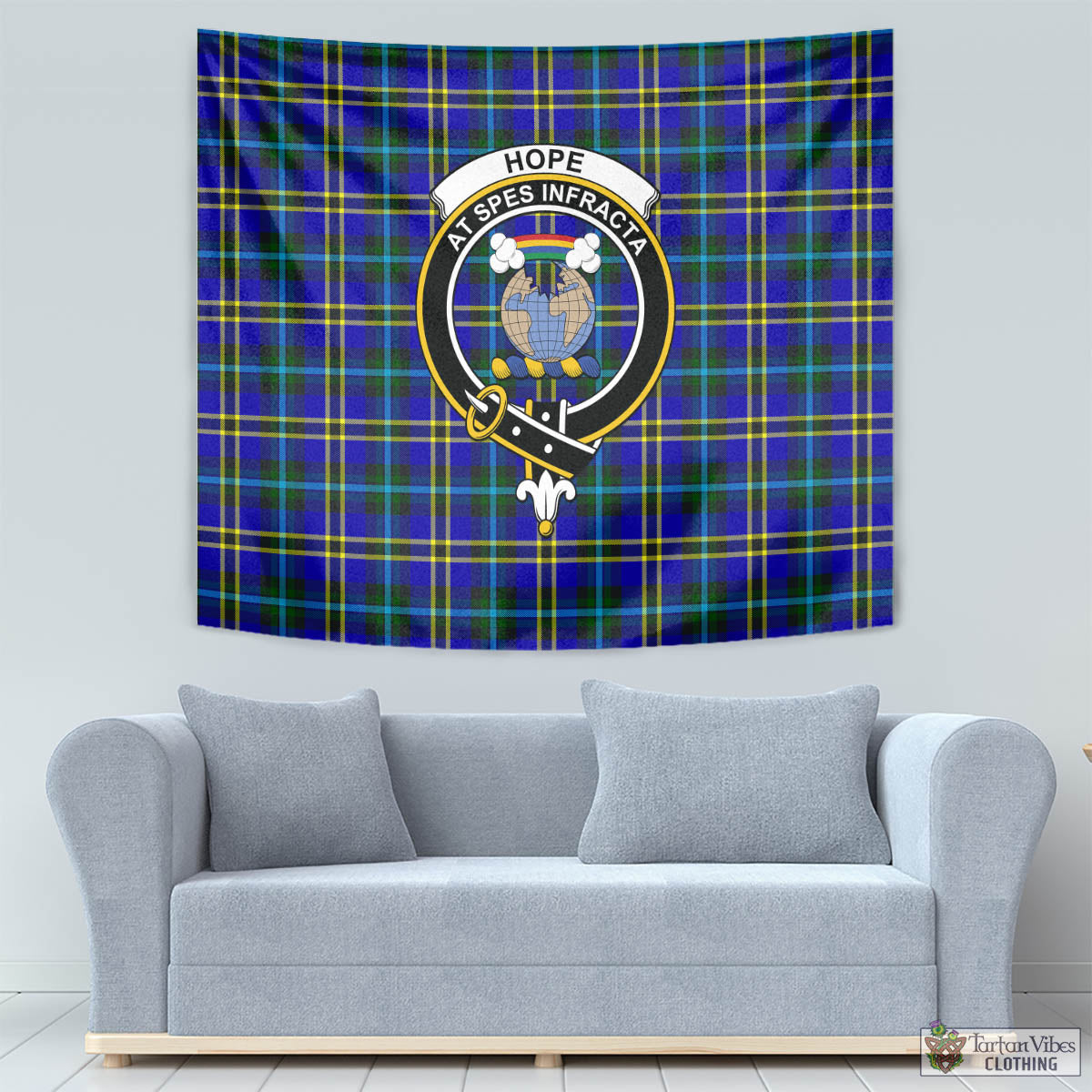 Tartan Vibes Clothing Hope Modern Tartan Tapestry Wall Hanging and Home Decor for Room with Family Crest