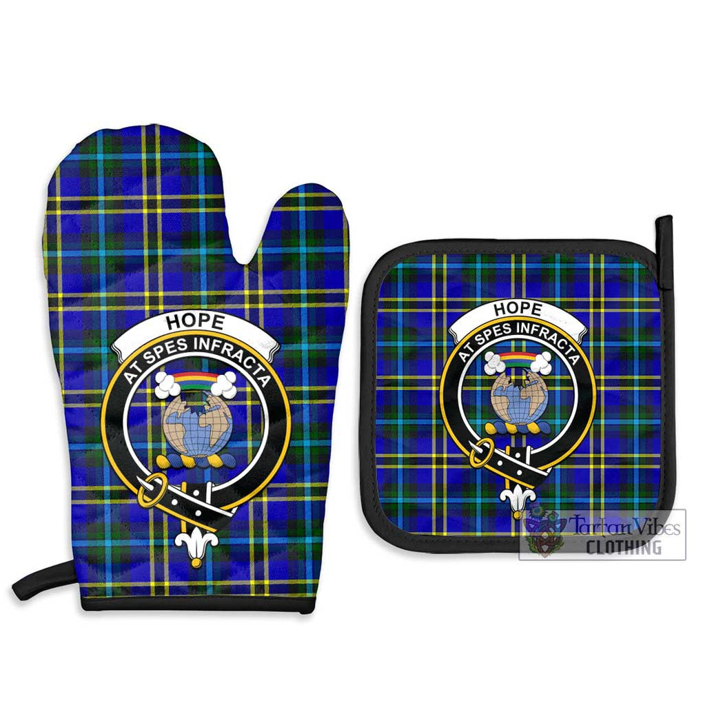 Hope Tartan Combo Oven Mitt & Pot-Holder with Family Crest Combo 1 Oven Mitt & 2 Pot-Holder Black - Tartan Vibes Clothing