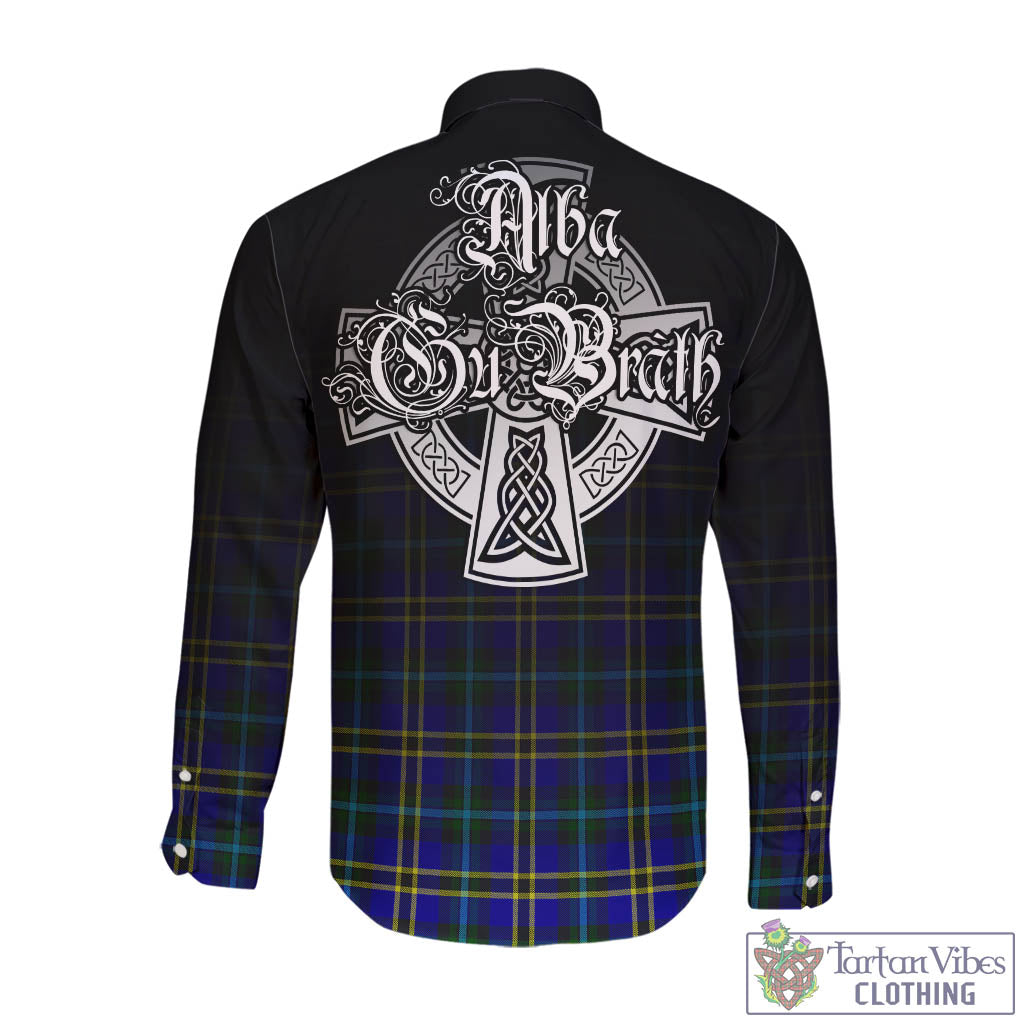 Tartan Vibes Clothing Hope Modern Tartan Long Sleeve Button Up Featuring Alba Gu Brath Family Crest Celtic Inspired