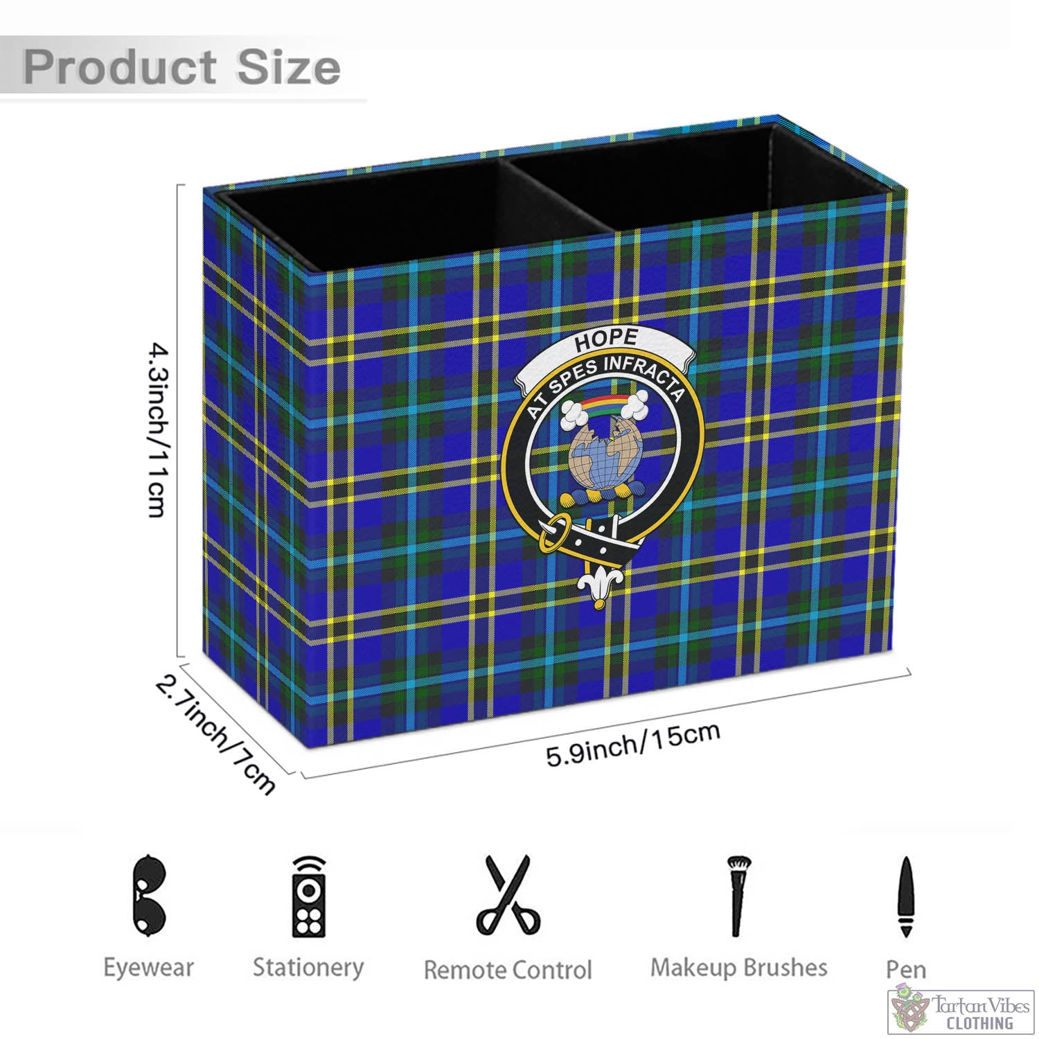 Tartan Vibes Clothing Hope Modern Tartan Pen Holder with Family Crest