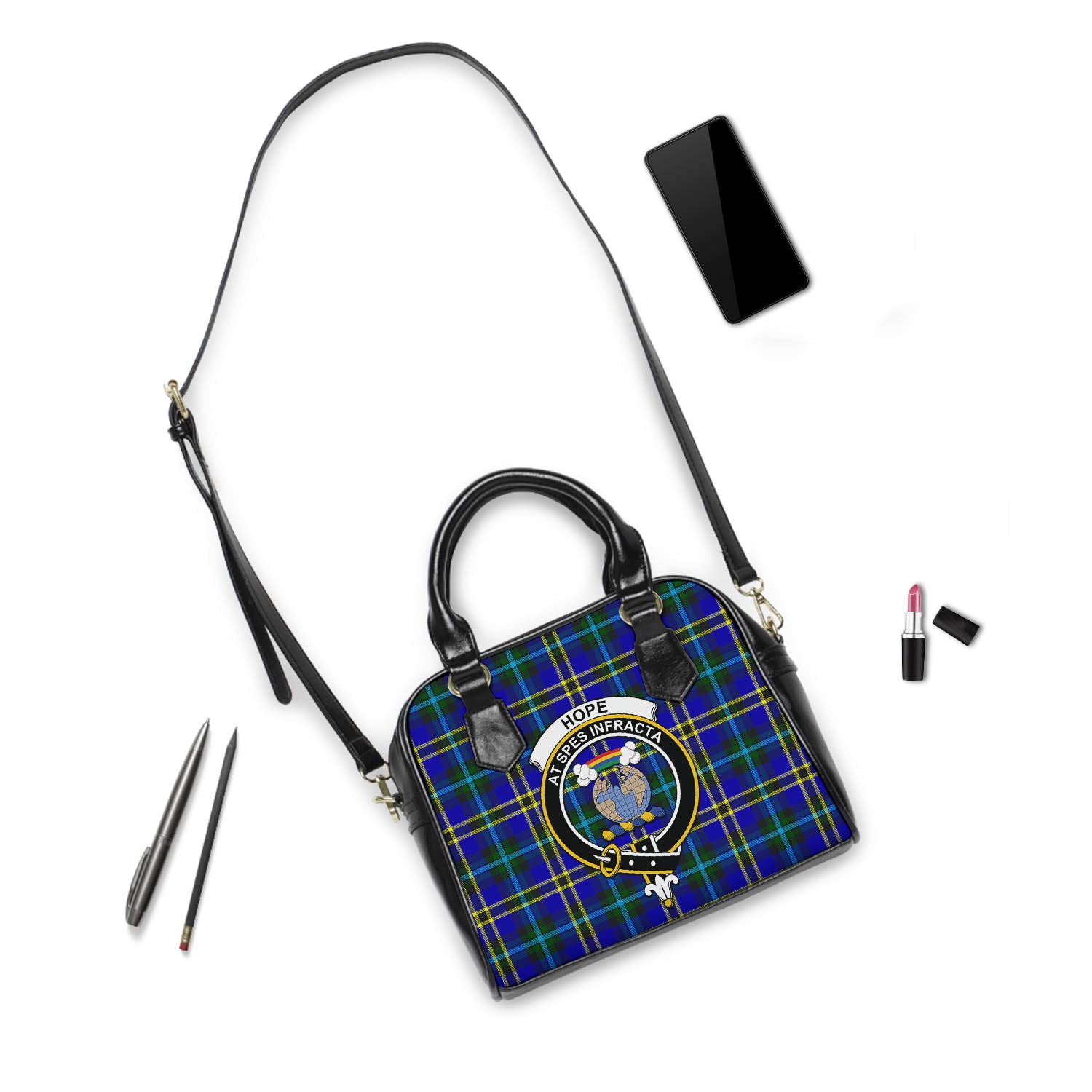 Hope Modern Tartan Shoulder Handbags with Family Crest - Tartanvibesclothing