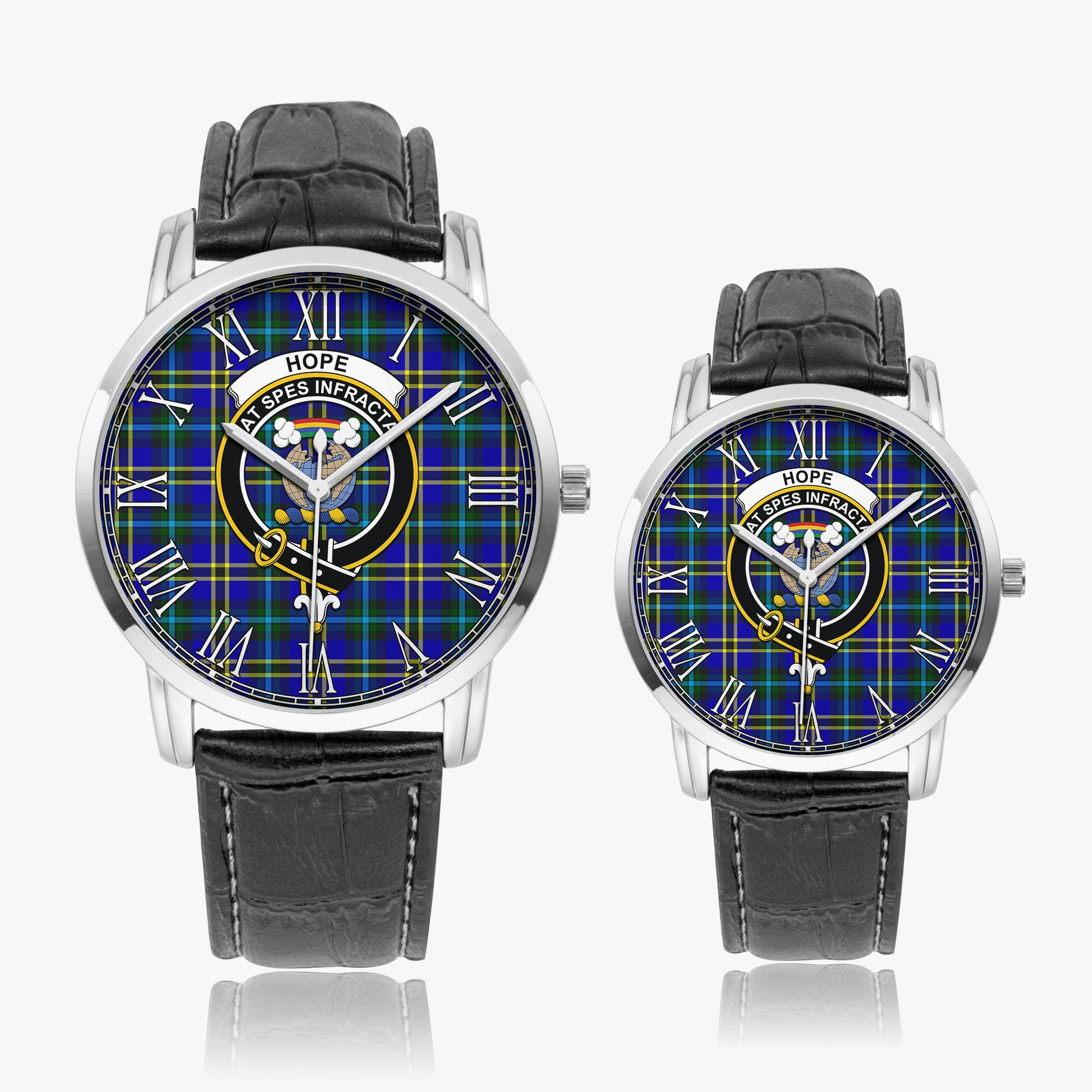 Hope Modern Tartan Family Crest Leather Strap Quartz Watch - Tartanvibesclothing