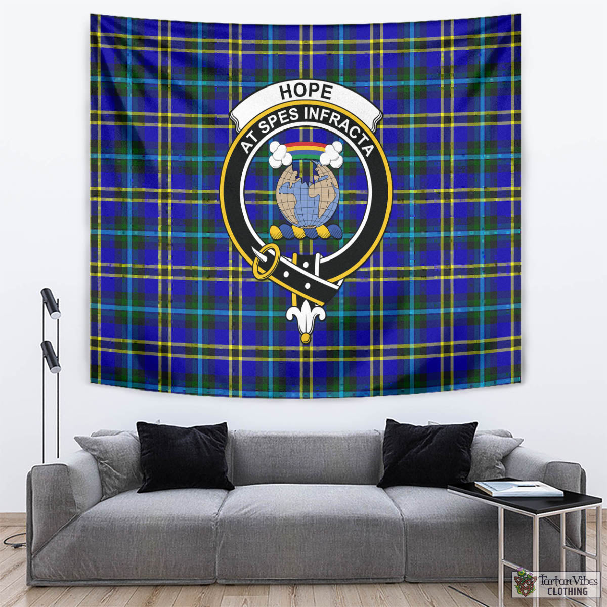 Tartan Vibes Clothing Hope Modern Tartan Tapestry Wall Hanging and Home Decor for Room with Family Crest