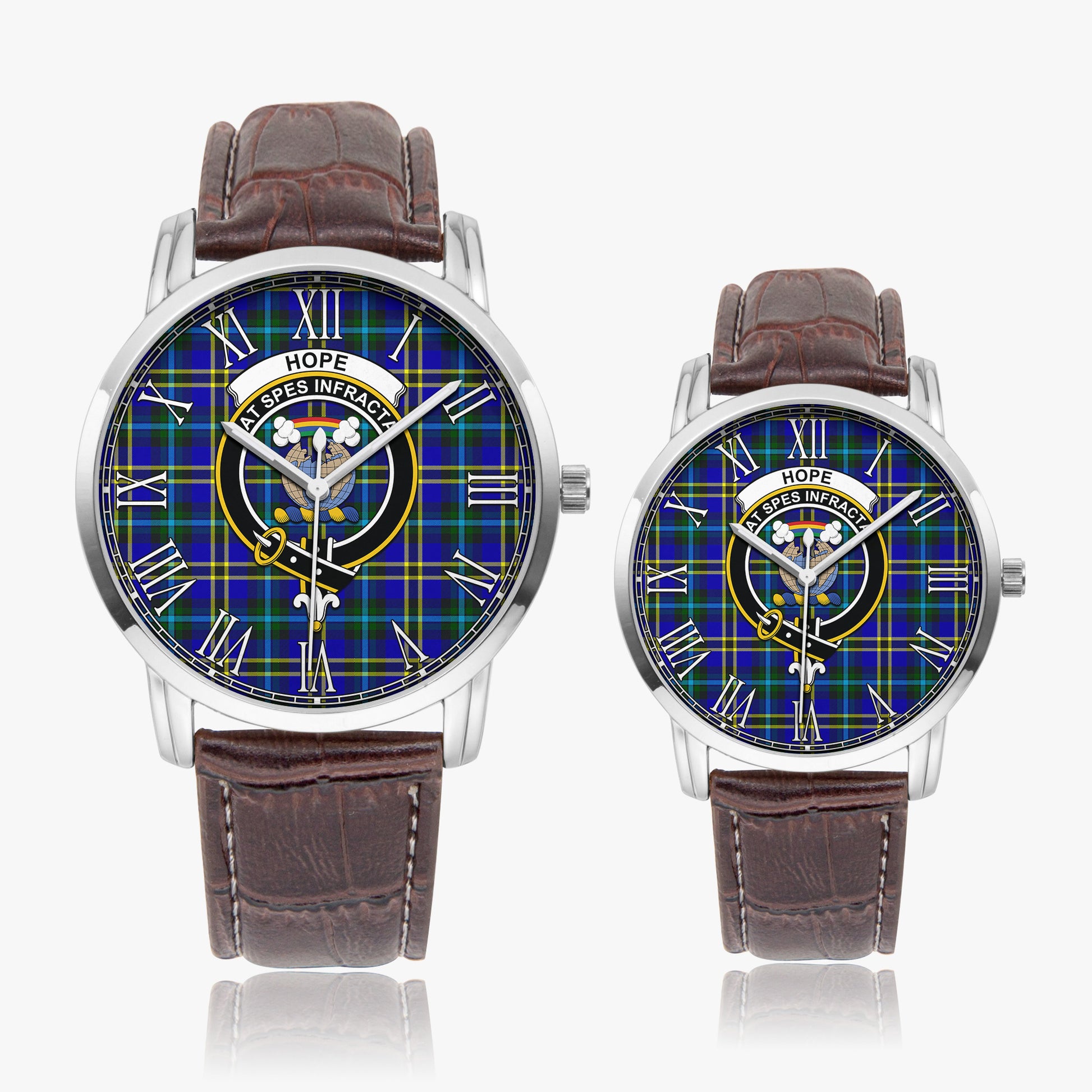 Hope Modern Tartan Family Crest Leather Strap Quartz Watch - Tartanvibesclothing