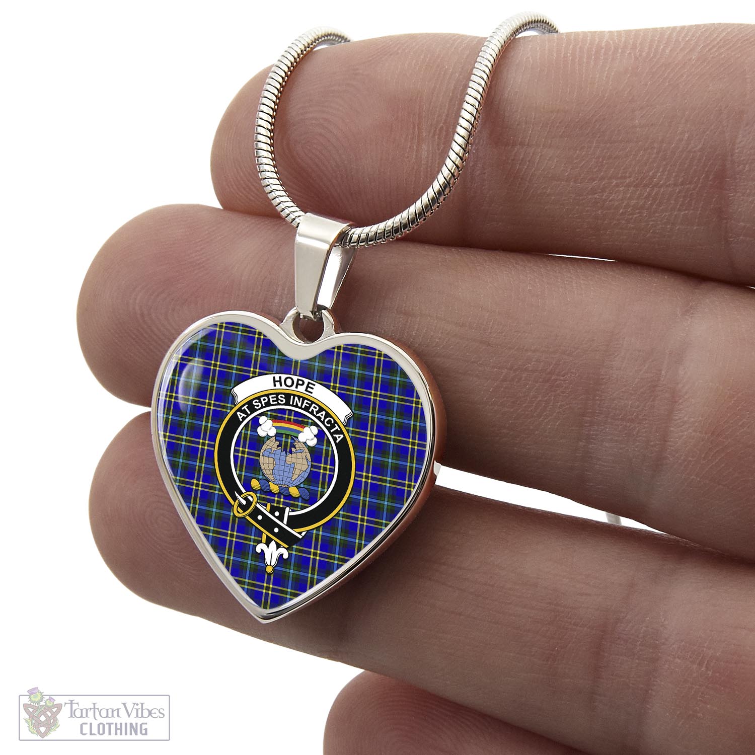 Tartan Vibes Clothing Hope Modern Tartan Heart Necklace with Family Crest