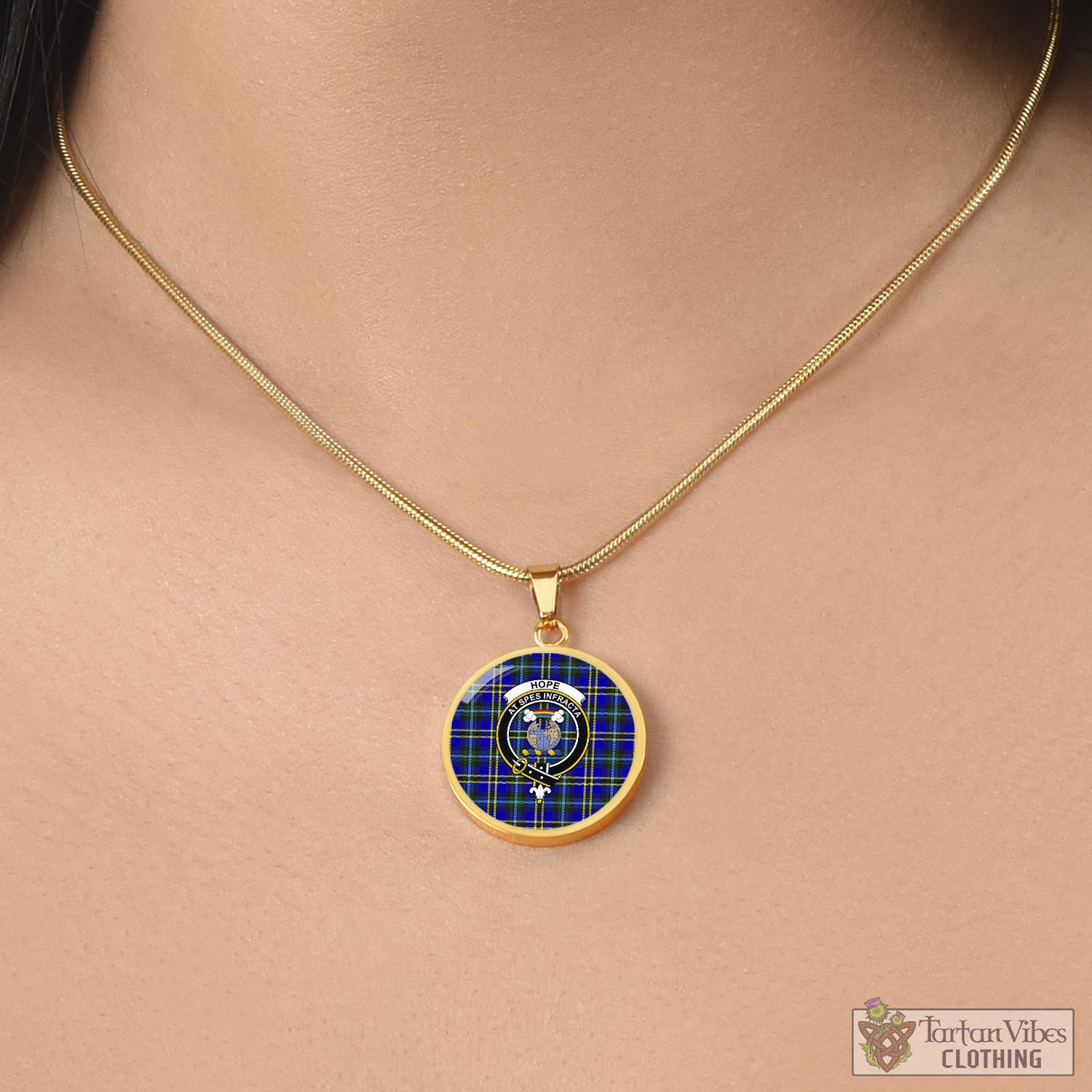 Tartan Vibes Clothing Hope Modern Tartan Circle Necklace with Family Crest