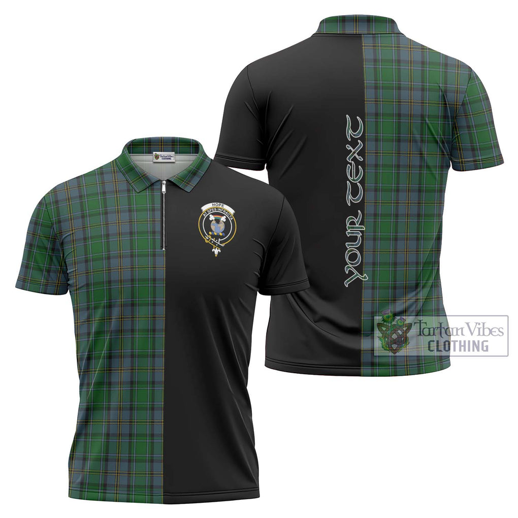 Hope Vere Tartan Zipper Polo Shirt with Family Crest and Half Of Me Style Unisex - Tartanvibesclothing Shop