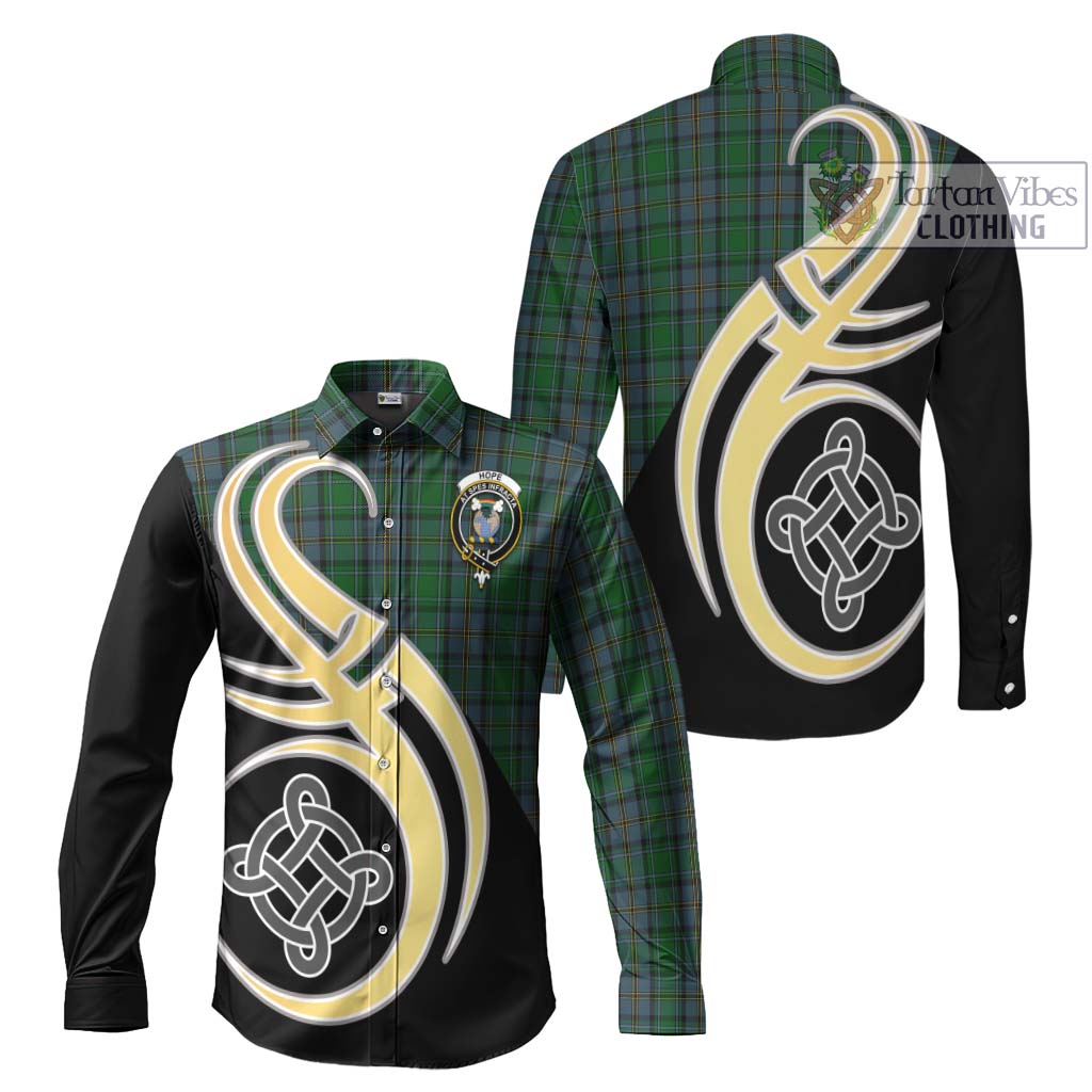 Hope Vere Tartan Long Sleeve Button Shirt with Family Crest and Celtic Symbol Style Men's Shirt S - Tartan Vibes Clothing