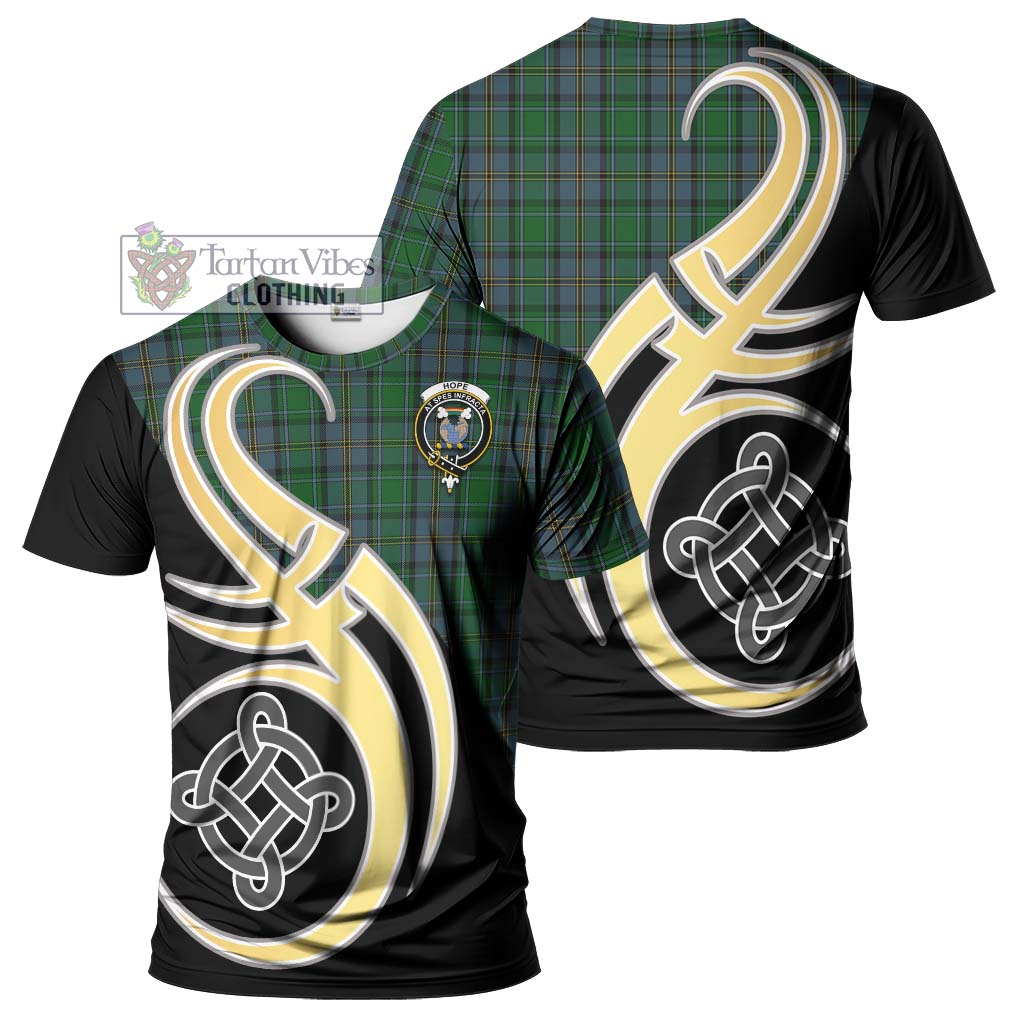 Tartan Vibes Clothing Hope Vere Tartan T-Shirt with Family Crest and Celtic Symbol Style