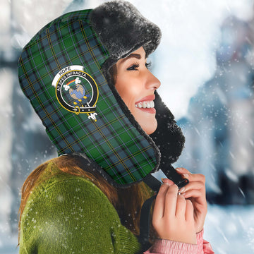 Hope Vere Tartan Winter Trapper Hat with Family Crest