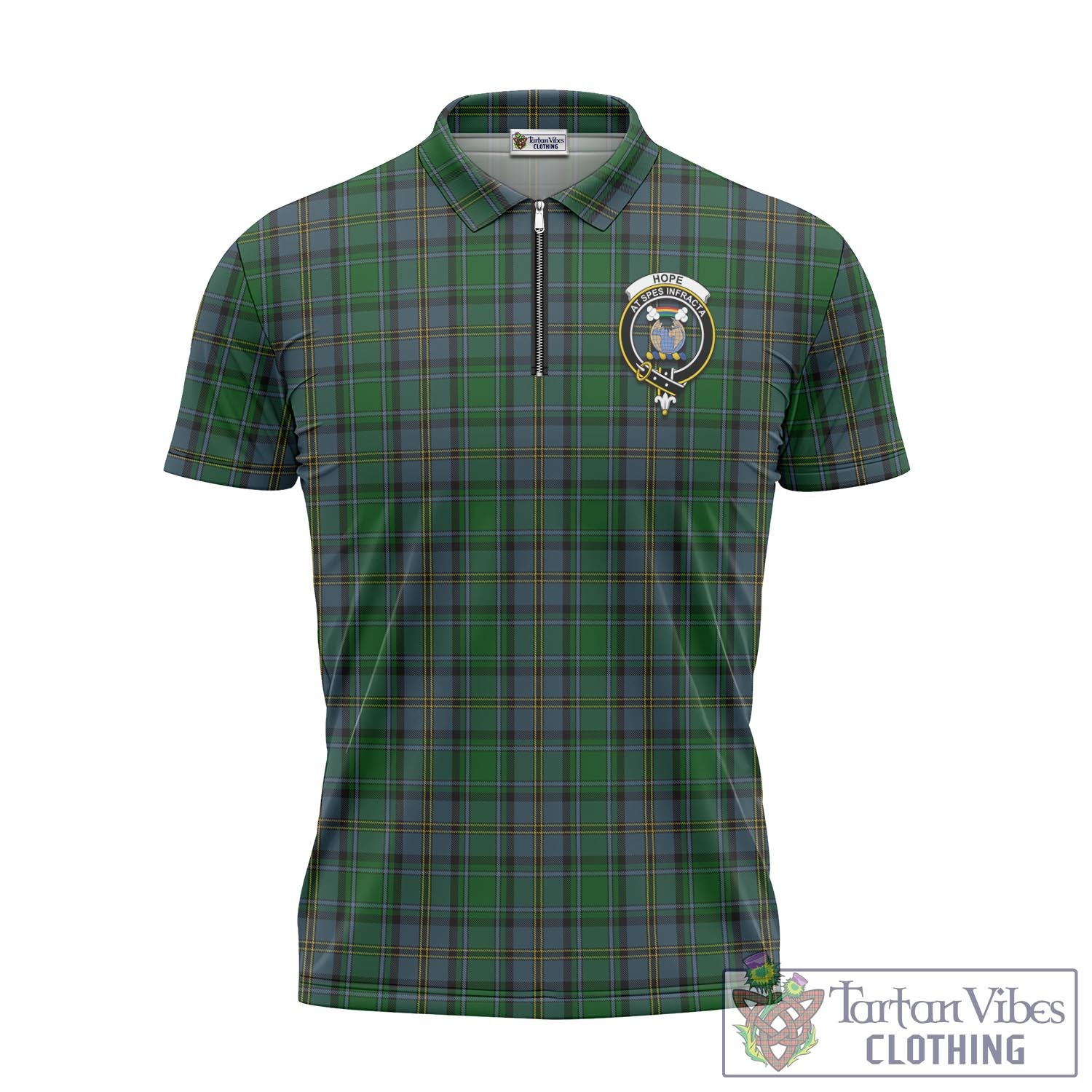 Tartan Vibes Clothing Hope Vere Tartan Zipper Polo Shirt with Family Crest