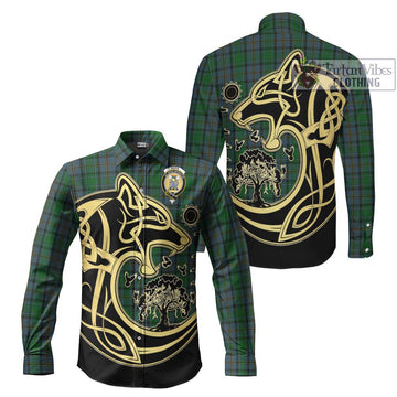 Hope Vere Tartan Long Sleeve Button Shirt with Family Crest Celtic Wolf Style