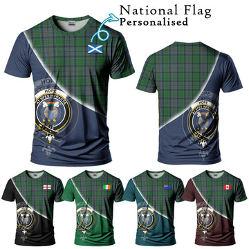 Hope Vere Tartan T-Shirt with Personalised National Flag and Family Crest Half Style