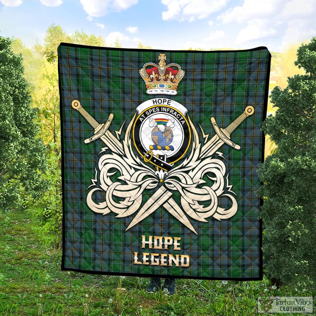 Tartan Vibes Clothing Hope Vere Tartan Quilt with Clan Crest and the Golden Sword of Courageous Legacy