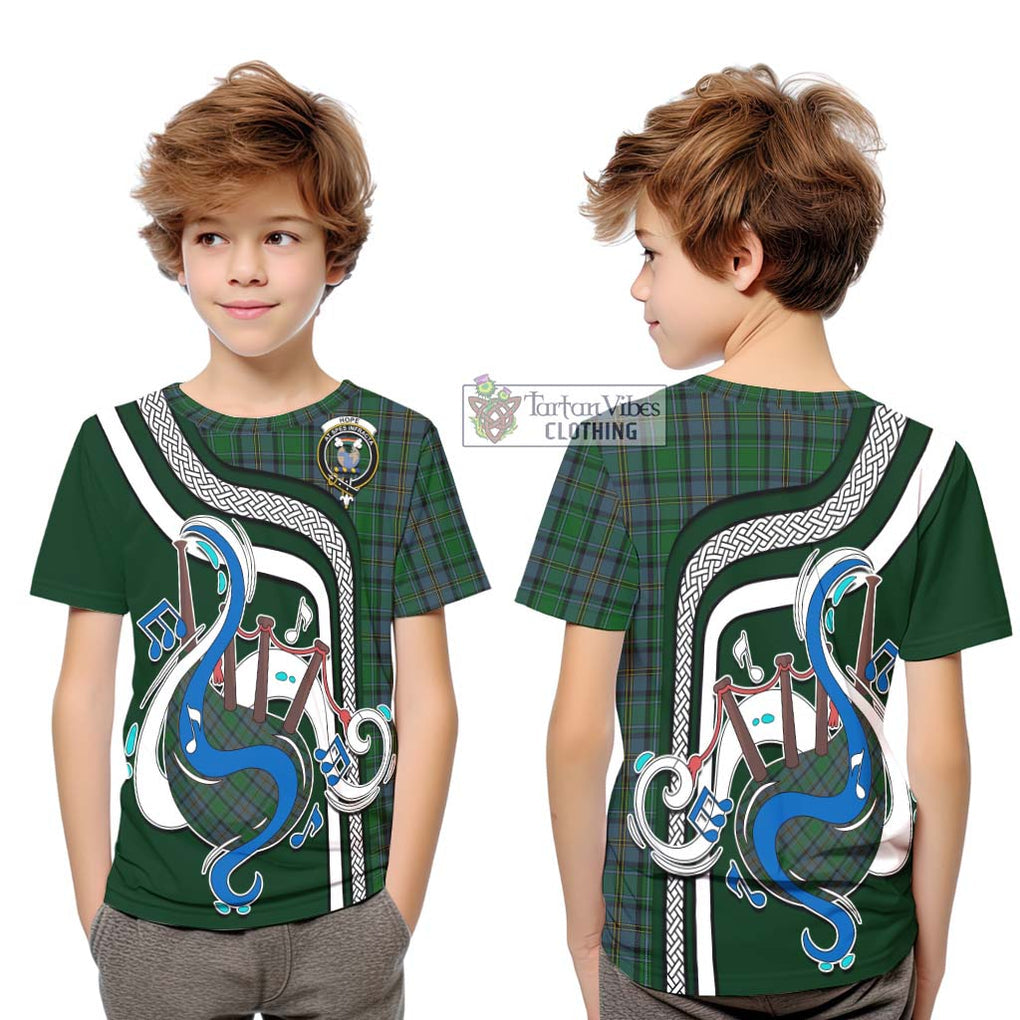 Tartan Vibes Clothing Hope Vere Tartan Kid T-Shirt with Epic Bagpipe Style