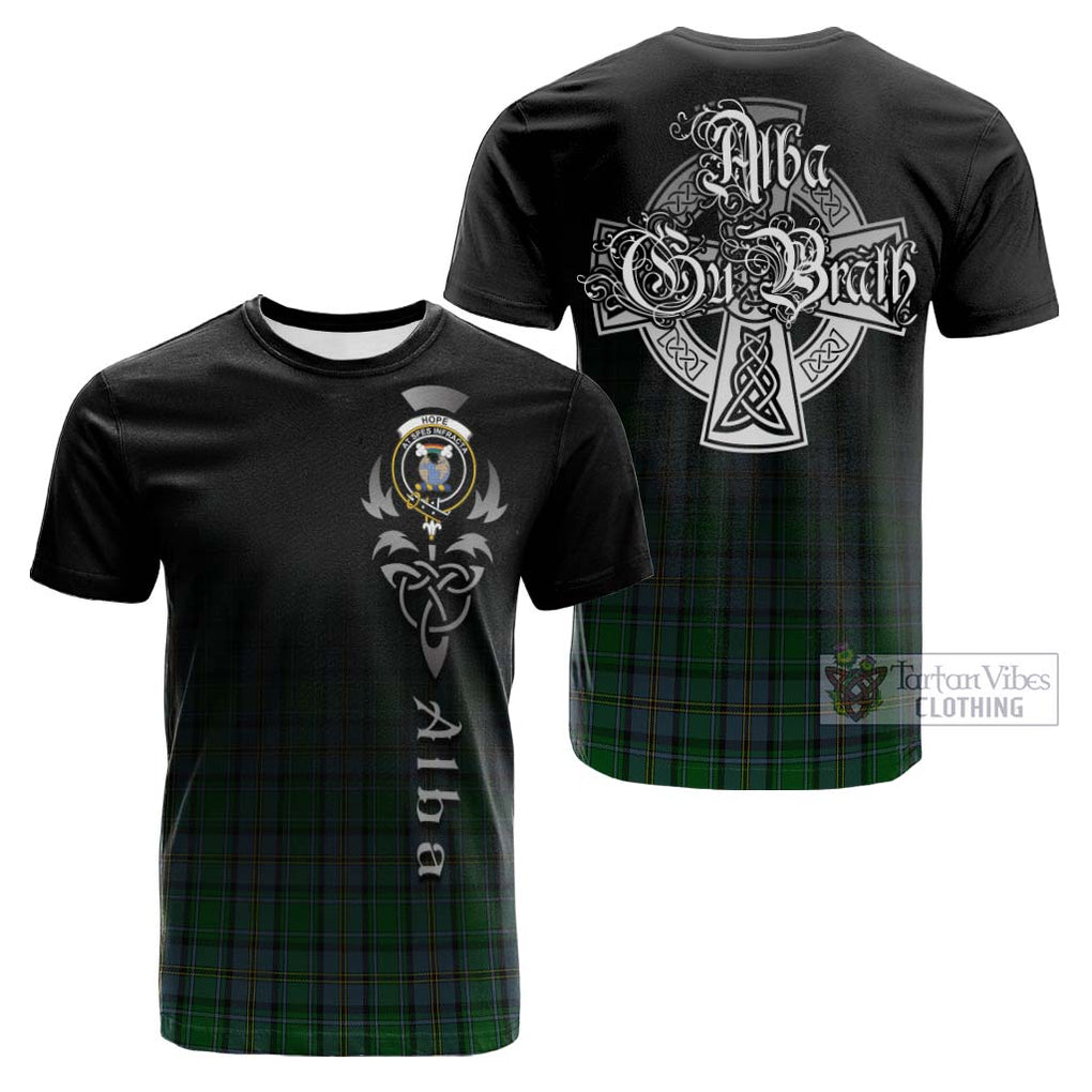 Tartan Vibes Clothing Hope Vere Tartan Cotton T-shirt Featuring Alba Gu Brath Family Crest Celtic Inspired