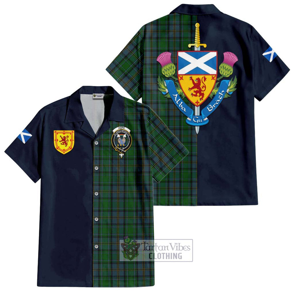 Tartan Vibes Clothing Hope Vere Tartan Short Sleeve Button Shirt with Scottish Lion Royal Arm Half Style