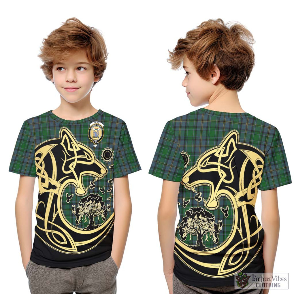 Hope Vere Tartan Kid T-Shirt with Family Crest Celtic Wolf Style Youth XL Size14 - Tartan Vibes Clothing