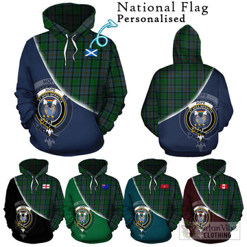 Hope Vere Tartan Hoodie with Personalised National Flag and Family Crest Half Style