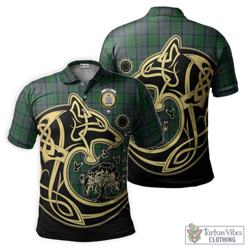 Hope Vere Tartan Polo Shirt with Family Crest Celtic Wolf Style