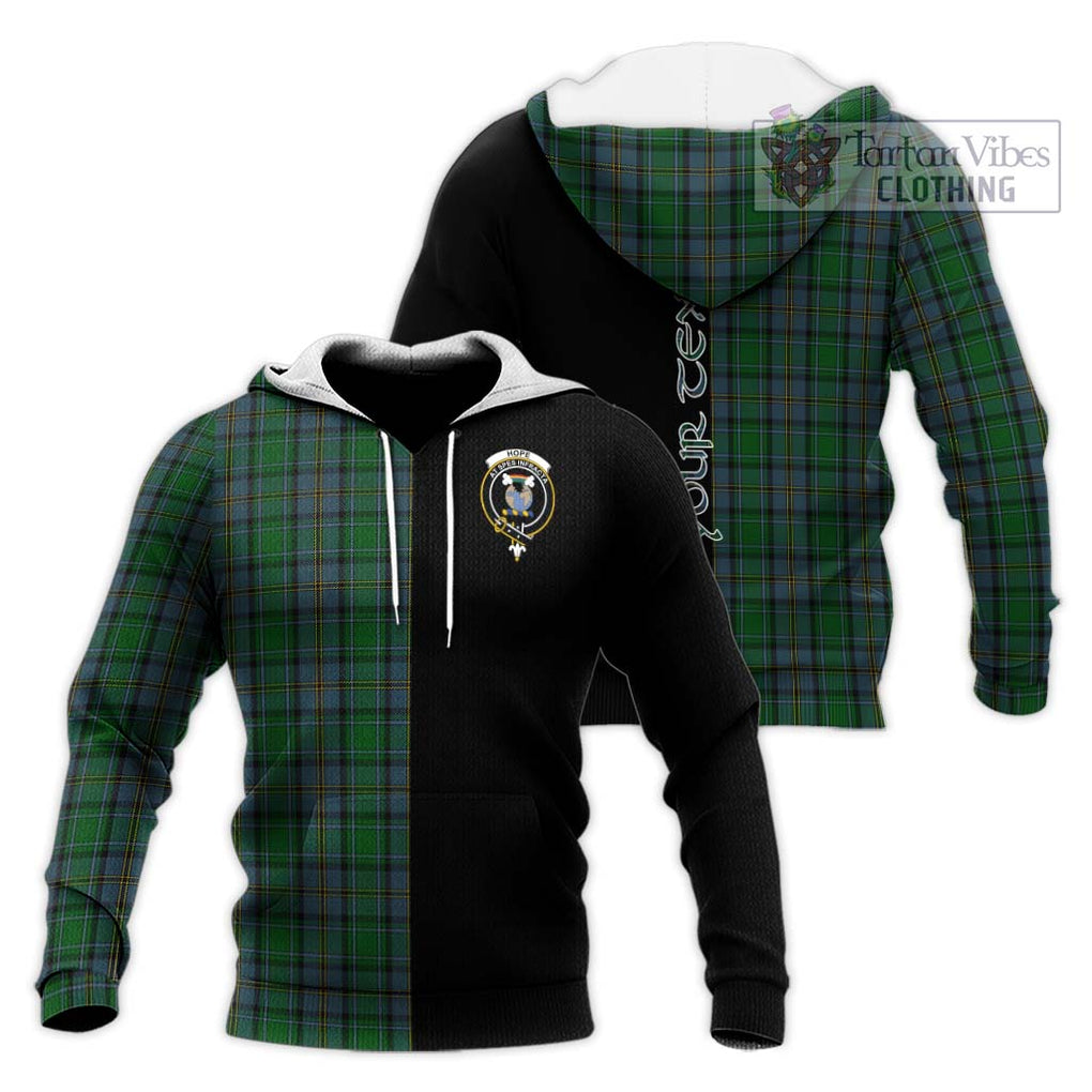 Hope Vere Tartan Knitted Hoodie with Family Crest and Half Of Me Style Unisex Knitted Pullover Hoodie - Tartanvibesclothing Shop