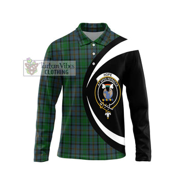 Hope Vere Tartan Long Sleeve Polo Shirt with Family Crest Circle Style