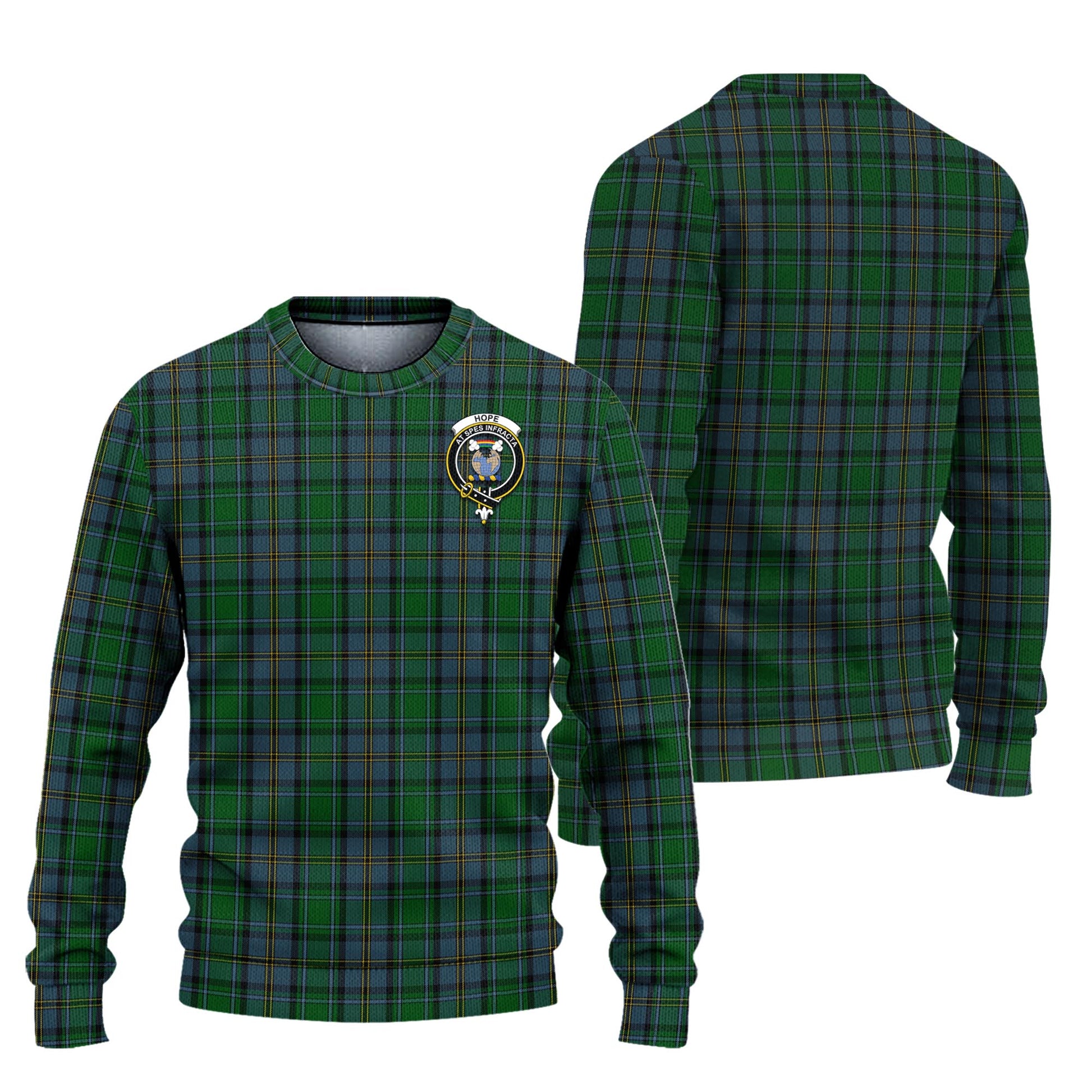 Hope Vere Tartan Knitted Sweater with Family Crest Unisex - Tartanvibesclothing