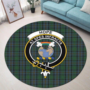 Hope Vere Tartan Round Rug with Family Crest