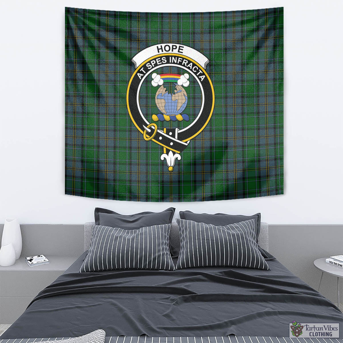 Tartan Vibes Clothing Hope Vere Tartan Tapestry Wall Hanging and Home Decor for Room with Family Crest