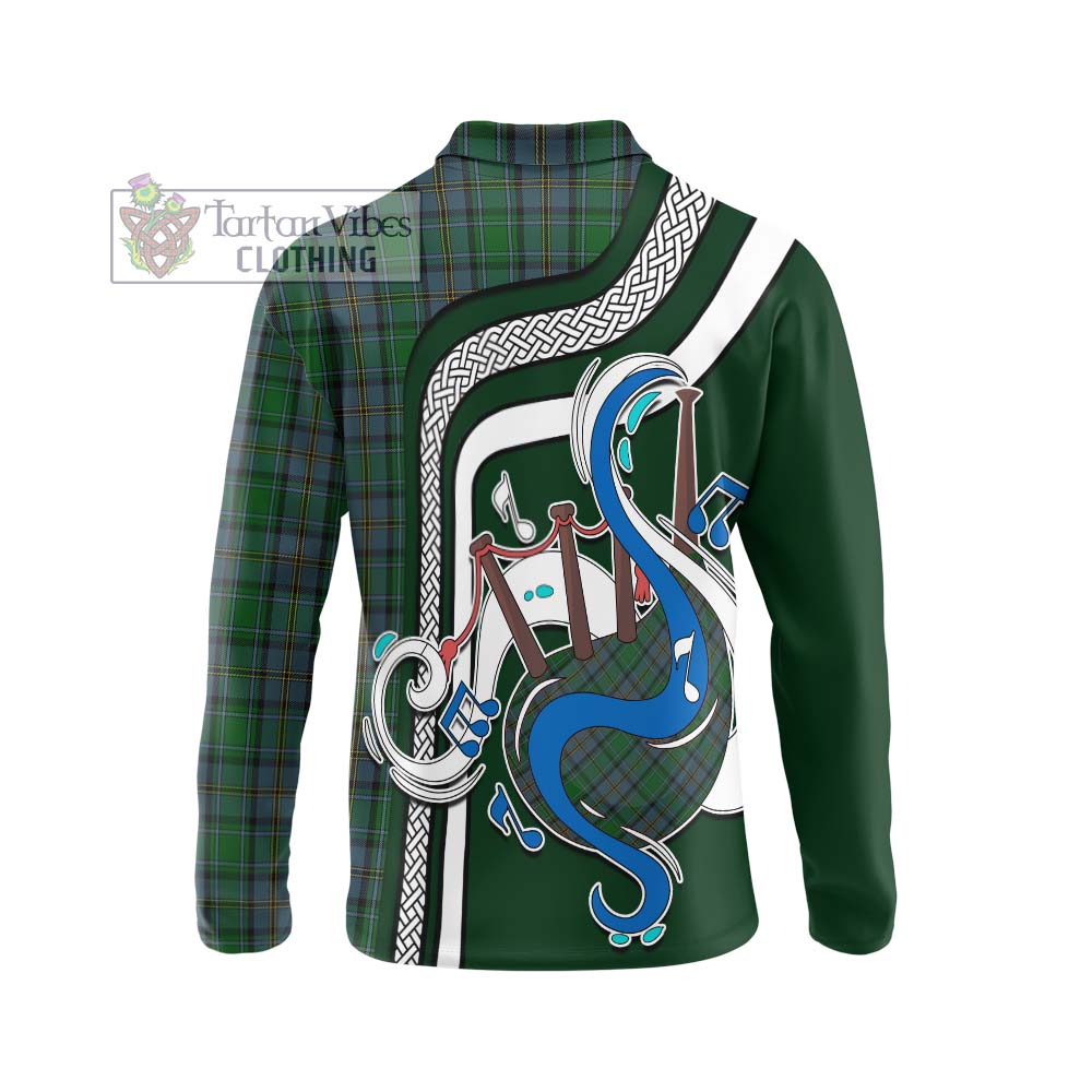 Tartan Vibes Clothing Hope Vere Tartan Long Sleeve Polo Shirt with Epic Bagpipe Style