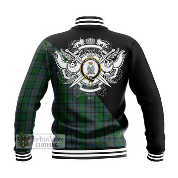 Hope Vere Tartan Baseball Jacket with Family Crest and Military Logo Style