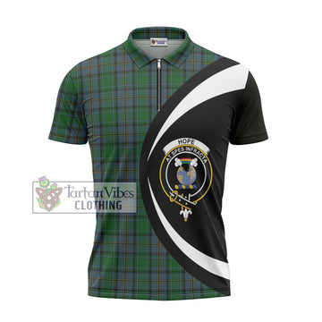 Hope Vere Tartan Zipper Polo Shirt with Family Crest Circle Style