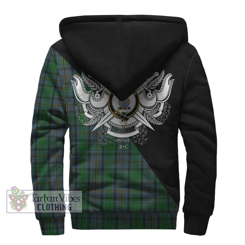 Hope Vere Tartan Sherpa Hoodie with Family Crest and Military Logo Style - Tartanvibesclothing Shop