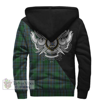 Hope Vere Tartan Sherpa Hoodie with Family Crest and Military Logo Style