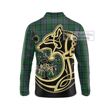 Hope Vere Tartan Long Sleeve Polo Shirt with Family Crest Celtic Wolf Style