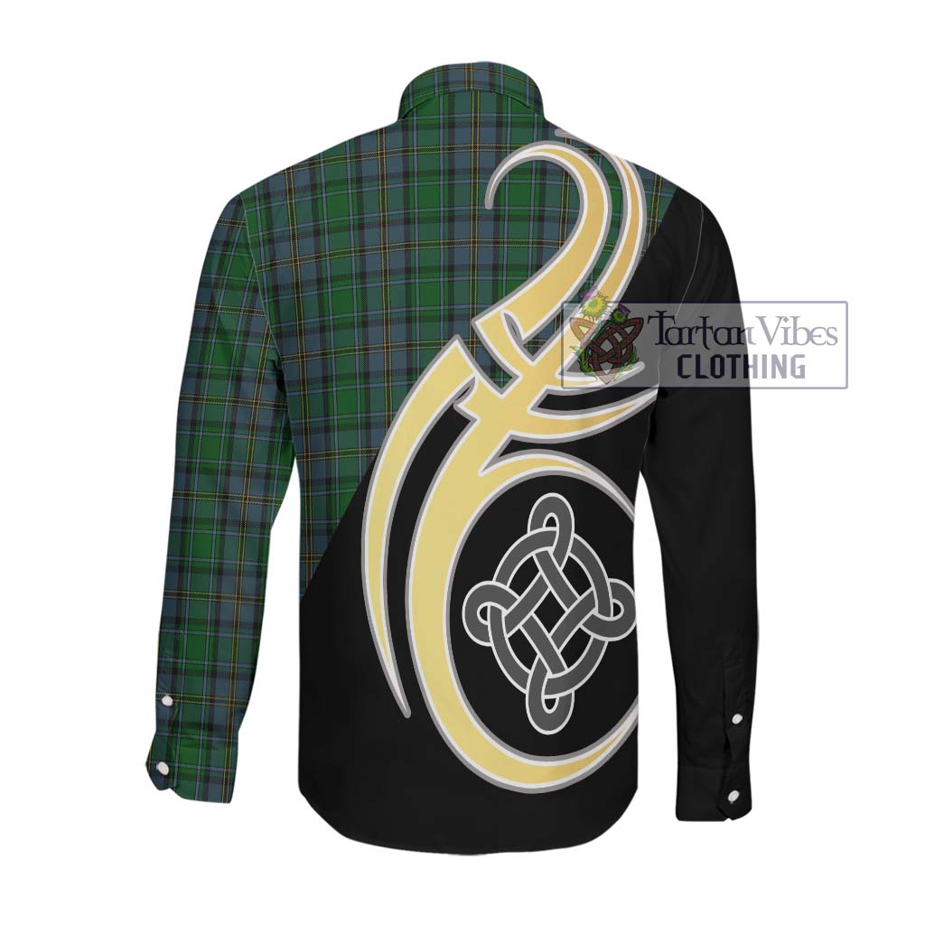 Hope Vere Tartan Long Sleeve Button Shirt with Family Crest and Celtic Symbol Style Men's Shirt - Tartan Vibes Clothing