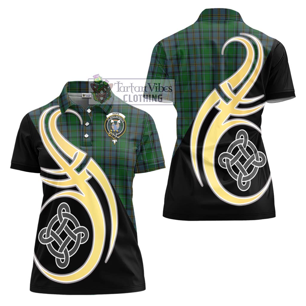 Hope Vere Tartan Women's Polo Shirt with Family Crest and Celtic Symbol Style - Tartan Vibes Clothing