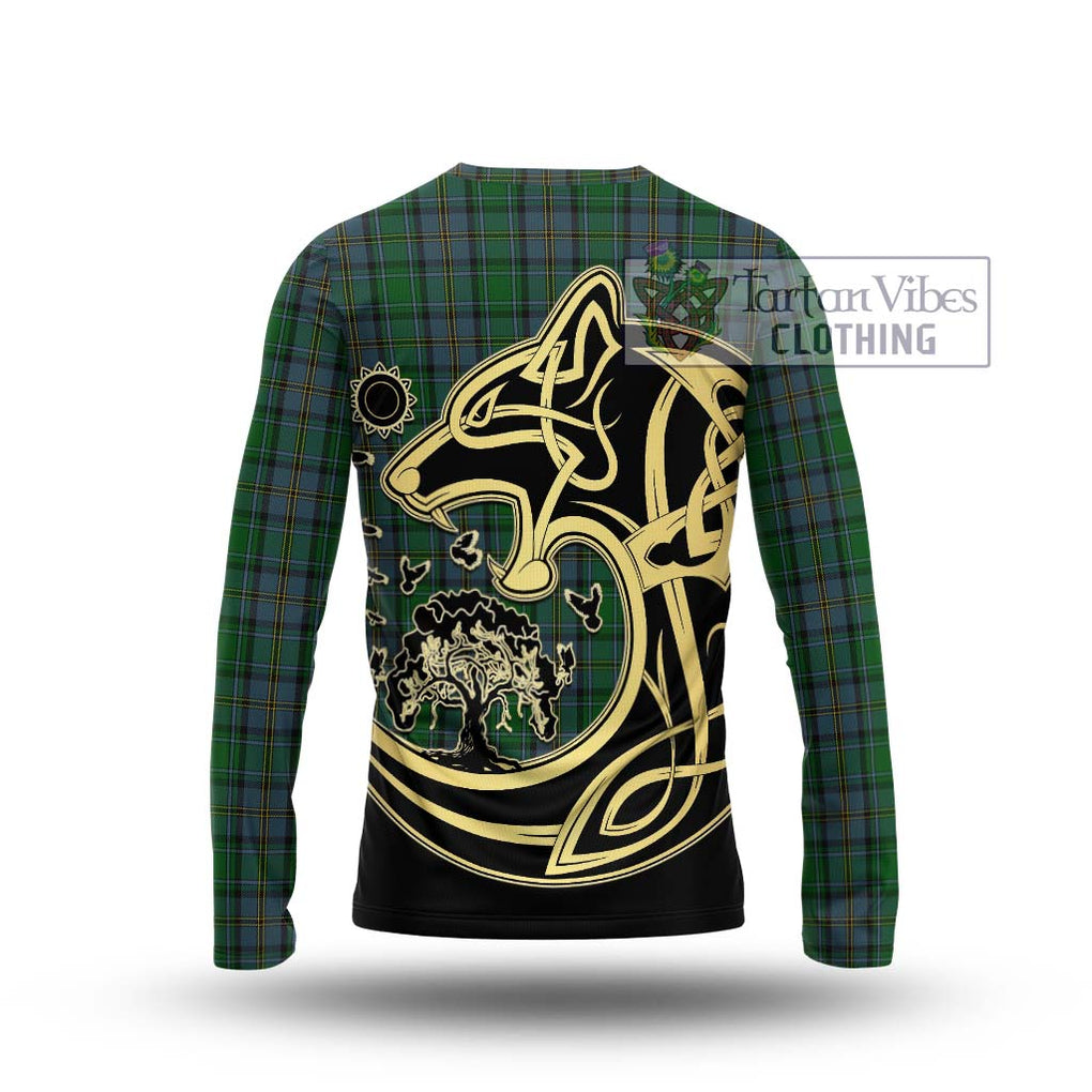 Hope Vere Tartan Long Sleeve T-Shirt with Family Crest Celtic Wolf Style - Tartan Vibes Clothing