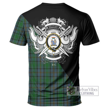 Hope Vere Tartan T-Shirt with Family Crest and Military Logo Style