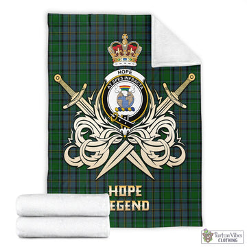 Hope Vere Tartan Blanket with Clan Crest and the Golden Sword of Courageous Legacy