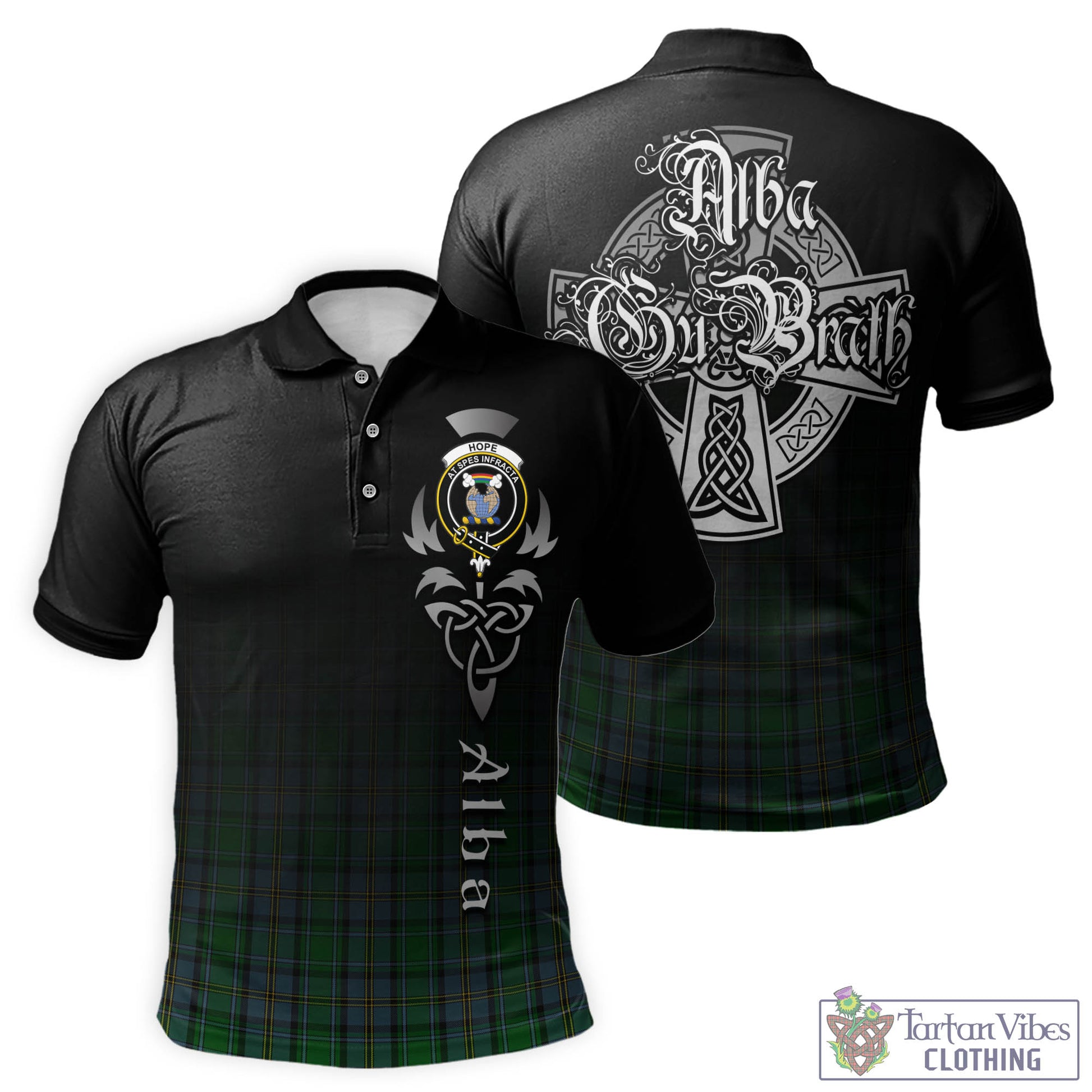 Tartan Vibes Clothing Hope Vere Tartan Polo Shirt Featuring Alba Gu Brath Family Crest Celtic Inspired