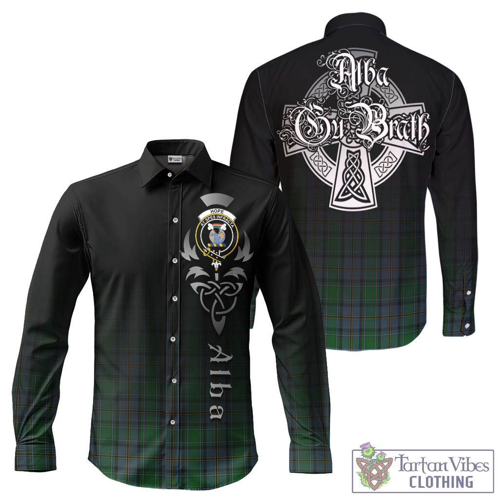 Tartan Vibes Clothing Hope Vere Tartan Long Sleeve Button Up Featuring Alba Gu Brath Family Crest Celtic Inspired