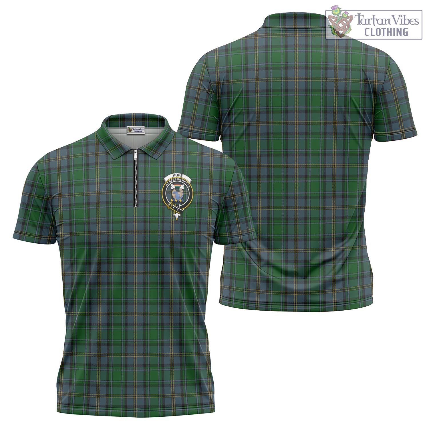 Tartan Vibes Clothing Hope Vere Tartan Zipper Polo Shirt with Family Crest