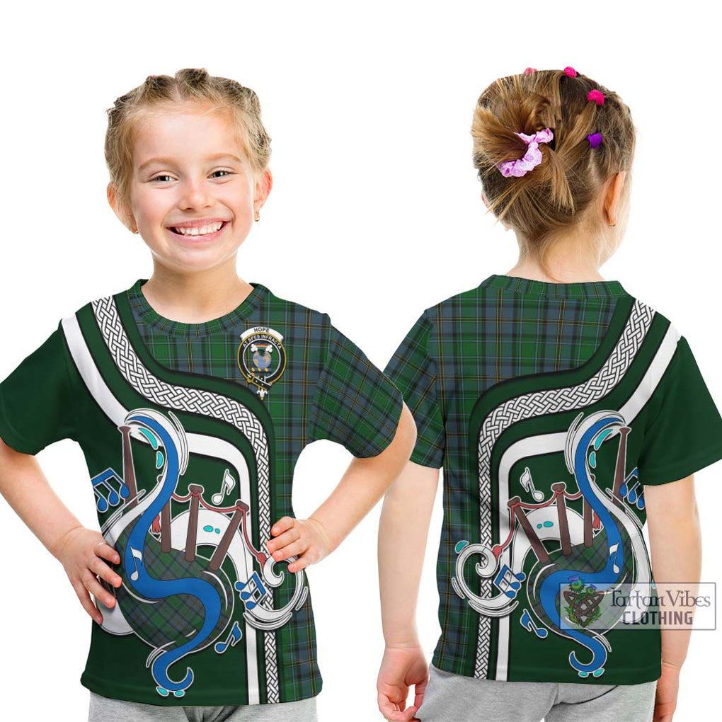 Tartan Vibes Clothing Hope Vere Tartan Kid T-Shirt with Epic Bagpipe Style