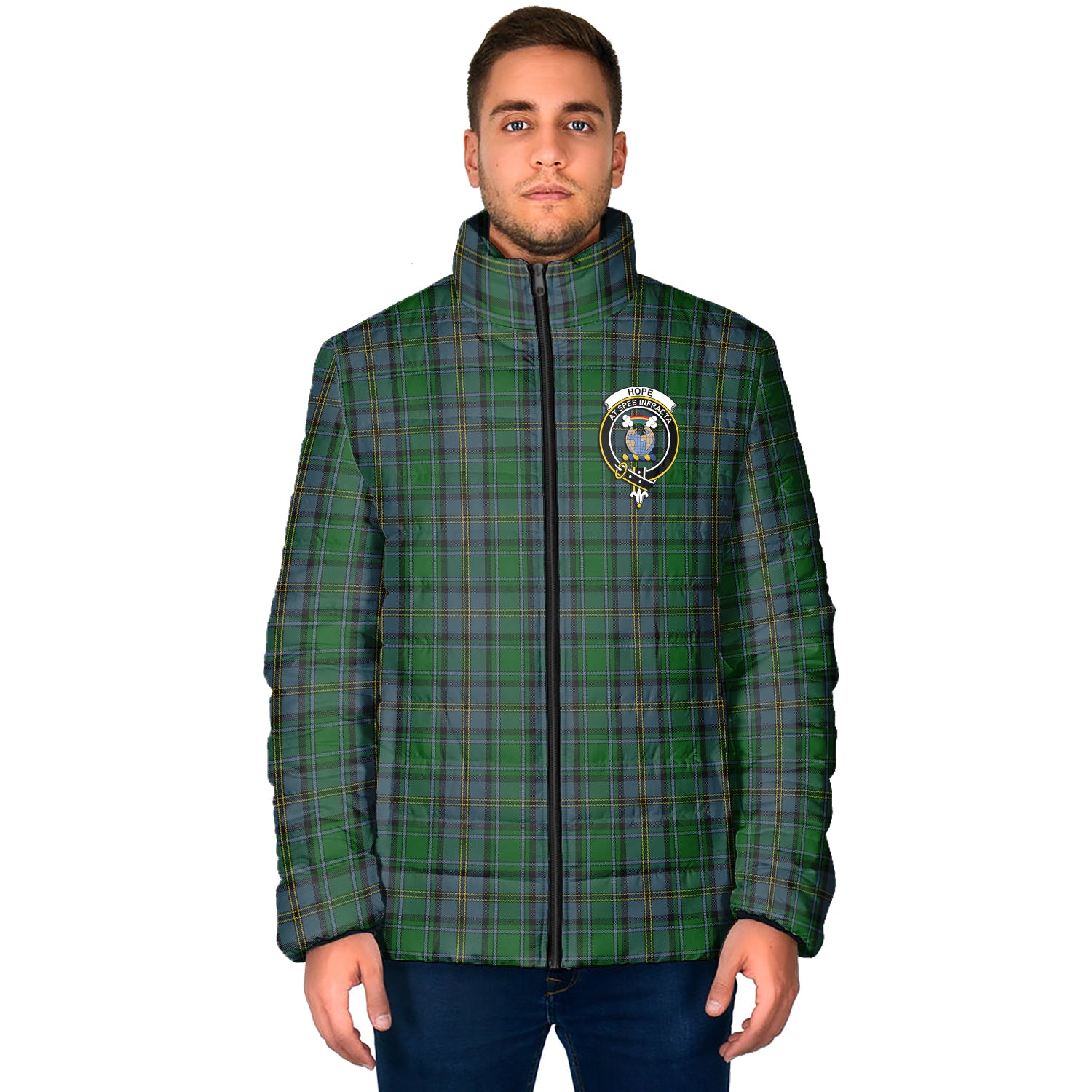 Hope Vere Tartan Padded Jacket with Family Crest - Tartan Vibes Clothing